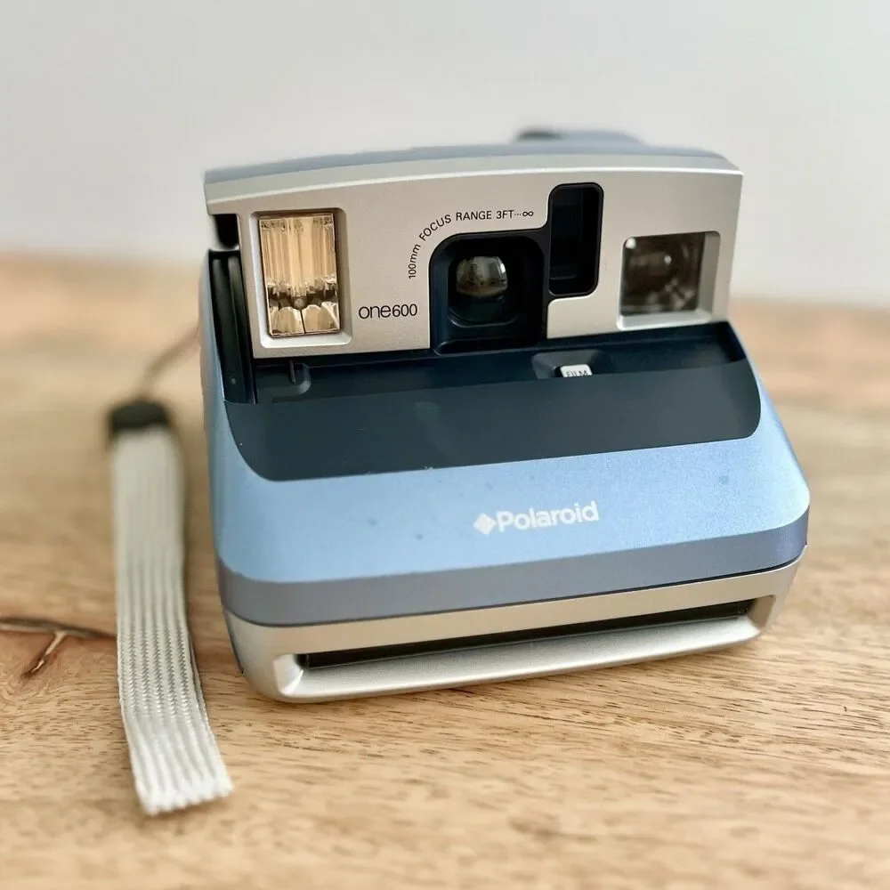 Polaroid One600 Folding Instant Camera Blue For Parts Or Repair